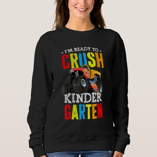 Redo till att krossa Kindergarten Monster Lastbil  T Shirt (Framsida)