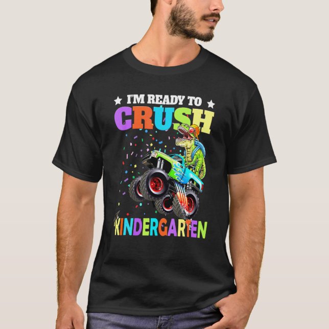 Redo till att krossa Kindergarten Monster Lastbil  T Shirt (Framsida)