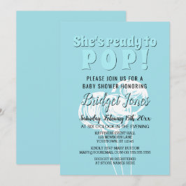 Redo till Baby blue poppschalkballonger Inbjudningar