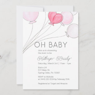 Redo till Ballon Baby Shower-inbjudan för popup-Ro Inbjudningar