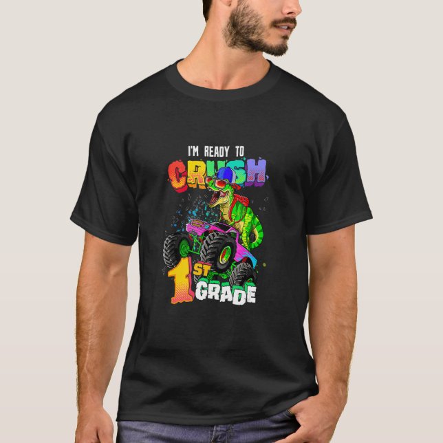 Redo till Crush 1 Klass Rex dosinosaur Monster Tru T Shirt (Framsida)
