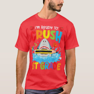 Redo till Crush 1st Klass Funny Shark Boys Kid bac T Shirt