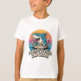 Redo till Crush 2nd Klass Retro Shark Sunset T Shirt