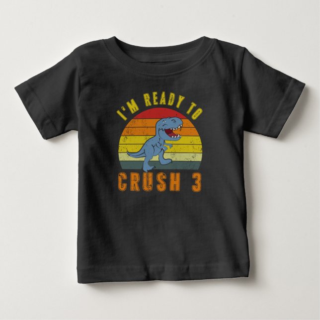 Redo till Crush 3 Dinosaur Birthday Shirt T (Framsida)