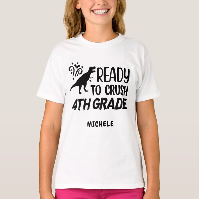 Redo till Crush 4 Klass Dinosaur T Shirt (Framsida)