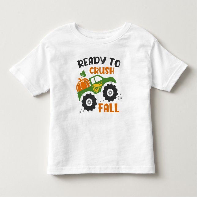 Redo till Crush Fall Pumpkin Monster Lastbil T Shirt (Framsida)