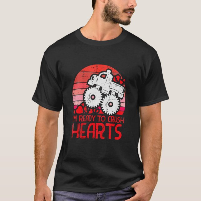 Redo till Crush Hearts Monster Lastbil Småbarn Boy T Shirt (Framsida)