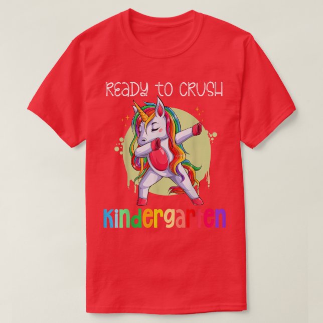 Redo till Crush Kindergarten, Dabbing Unicorn, Bac T Shirt (Design framsida)