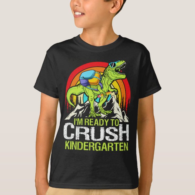 Redo till Crush Kindergarten Trex Back to school T Shirt (Framsida)