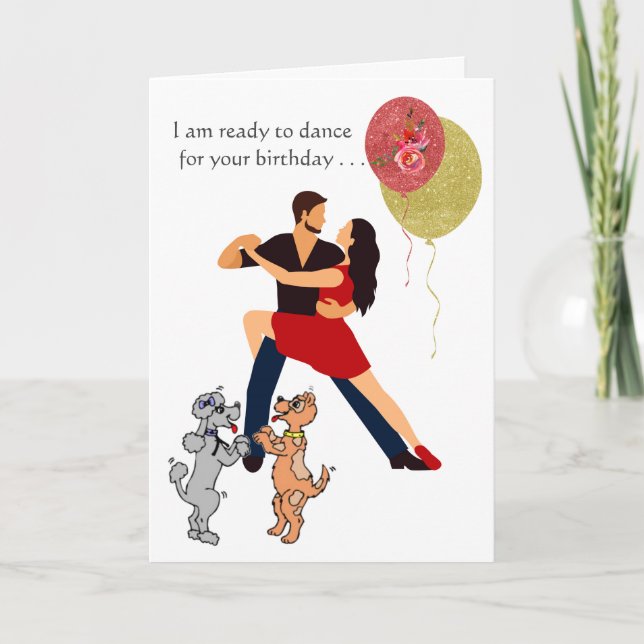 Redo till Dance Hundar Dancers Personalize Birthda Kort (Framsida)