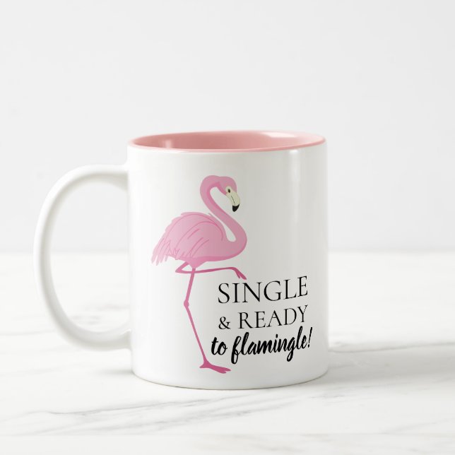 Redo till Flamingle Rosa Flamingo Två-Tonad Mugg (Vänster)
