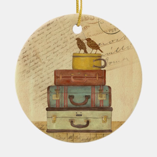 Redo till fluga Love birds Suitcase-Märkre Ornamen Julgransprydnad Keramik (Framsidan)