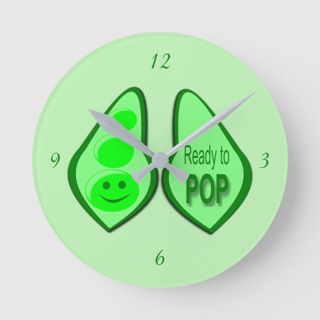 Redo till gravid Grönt av Pop Pea Rund Klocka (Framsida)