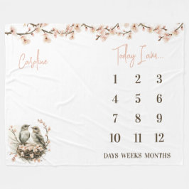 Redo till Hatch! Cute Birds Baby milstone Fleecefilt