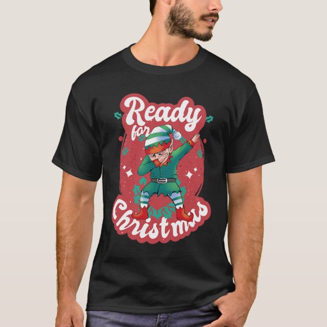 Redo till julklapp Elf Julafton Jultomten Snö Adve T Shirt (Framsida)