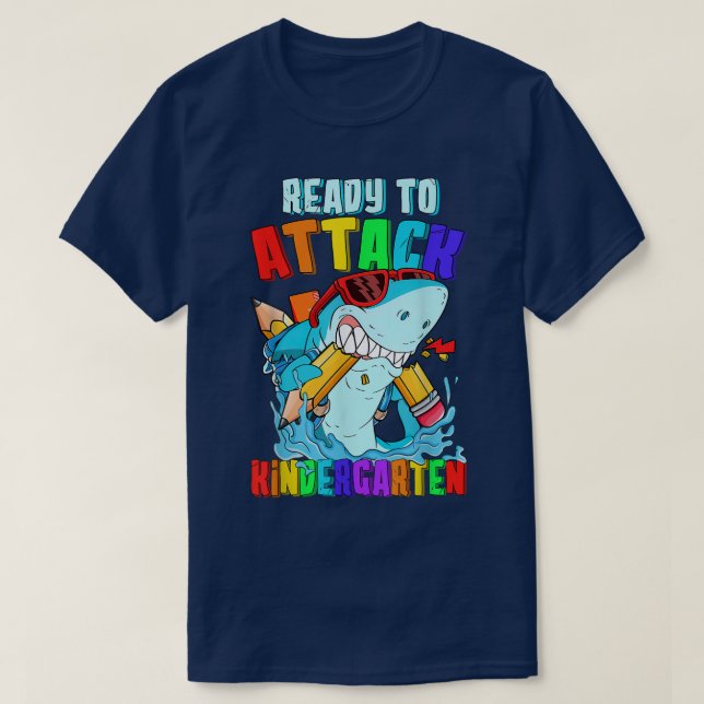 Redo till Kindergarten-skjortan Shark tillbaka til T Shirt (Design framsida)