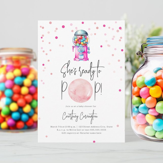 Redo till Maskin Bubblegum Baby Shower för poppgum Inbjudningar (Skapare uppladdad)