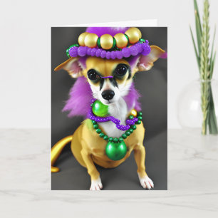 Redo till Party? Mardi Gras Chihuahua Kort