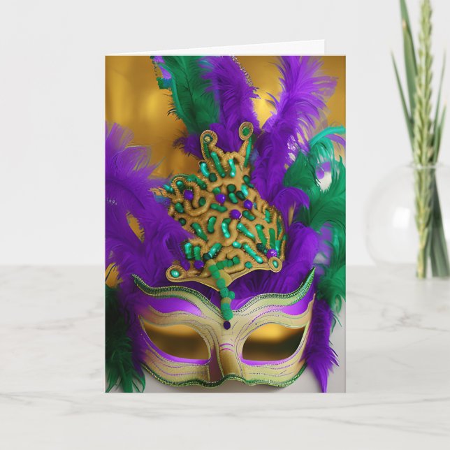 Redo till Party? Mardi Gras Masqueramake Kort (Framsida)