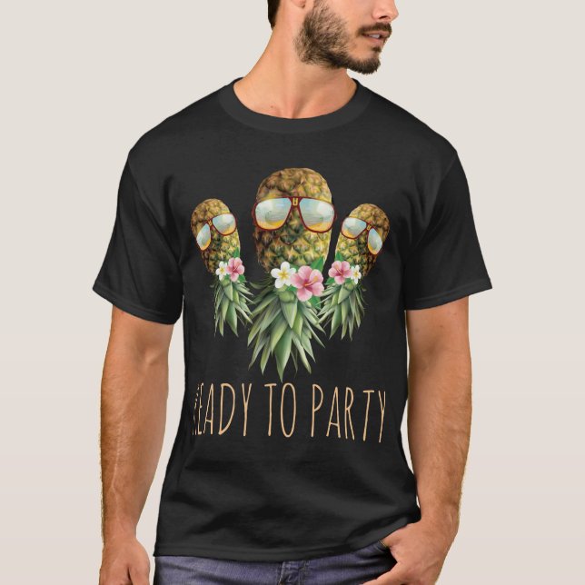 Redo till Party Swinger uppifrån och ned Pineapple T Shirt (Framsida)