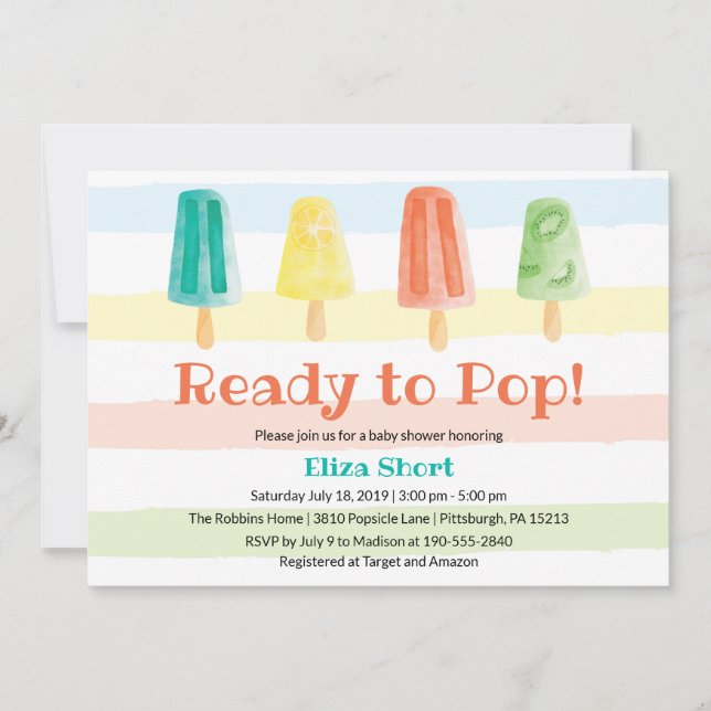 Redo till PIP Popsicle Summer Baby Shower Inbjudningar (Framsida)