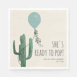 Redo till "Pop Balloon Cactus Blue Boy"-dusch Pappersservett