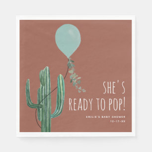 Redo till Pop Balloon Cactus Terracotta Boy Baby Pappersservett