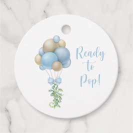 Redo till Pop Blue Balloons Boy Shower Gåvor Etiketter