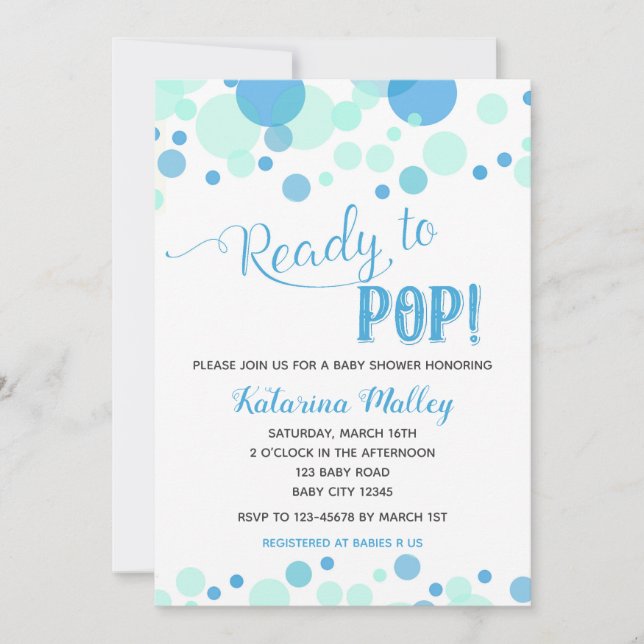 Redo till Pop! Boy Baby Shower-inbjudan Inbjudningar (Framsida)