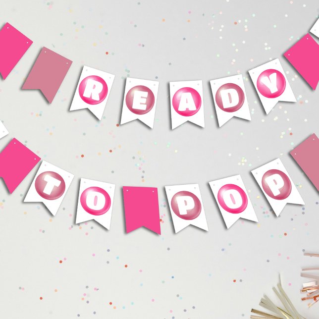 Redo till Pop Bubblegum Rosa Girl Baby Shower Vimplar (Ready to Pop Bubblegum Pink Girl Baby Shower Bunting Flags
)