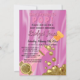 Redo till Pop Champagne Rosa Flicka Shower Inbjudningar