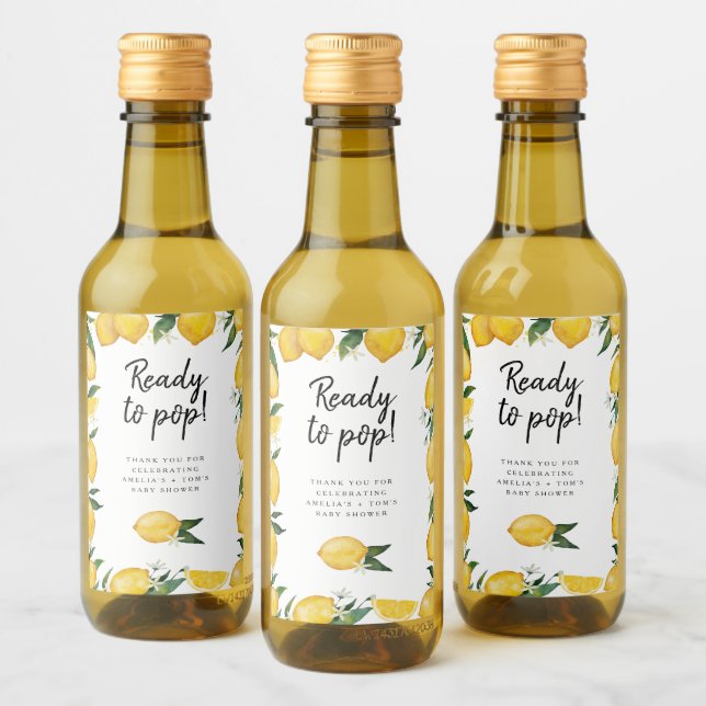 Redo till Pop, citrontemat babydusch Vinetikett (Flaskor)