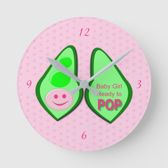 Redo till Pop Flicka Rosa Pea Rund Klocka (Framsida)