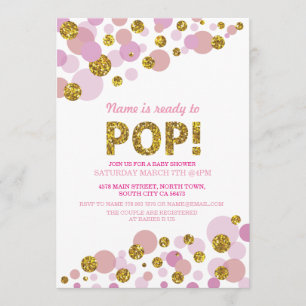 Redo till Pop Girl Baby Shower Rosa Guld Inbjudan