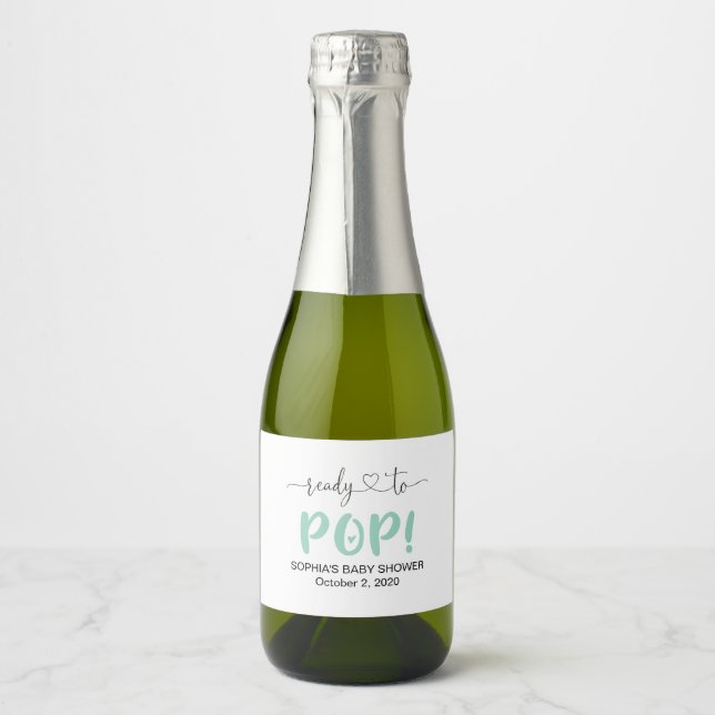 Redo till Pop Grönt Mini Sparkling Vin Flaska Labo (Framsida)
