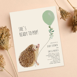 Redo till Pop Hedgehog Grönt Balloon Inbjudningar