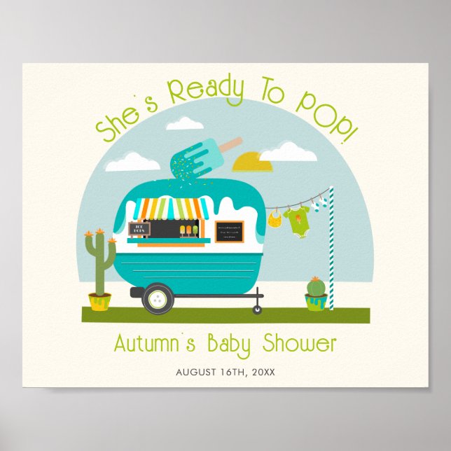 Redo till Pop Ice Pop Lastbil Boy Shower Poster (Framsidan)
