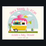 Redo till Pop Ice Pop Lastbil Girl Baby Shower Poster<br><div class="desc">Ice fyller den tematiska babyduschen med illustration av kamper med rosa ispropp på toppen,  kaktus bredvid kamper och barnkläder hängande från klädlinjen.</div>