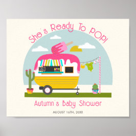 Redo till Pop Ice Pop Lastbil Girl Baby Shower Poster