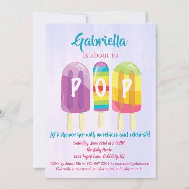 Redo till POP Ice Pops Baby Shower-inbjudan Inbjudningar (Framsida)