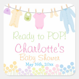 Redo till POP! Little Clothes Baby Shower Party Fyrkantigt Klistermärke