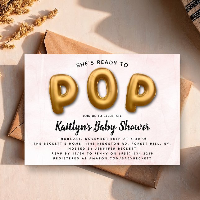 Redo till POP! Modern babystövel Inbjudningar (Skapare uppladdad)
