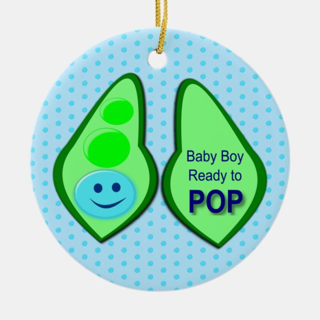 Redo till Pop Pojke Blue Pea Julgransprydnad Keramik (Framsidan)