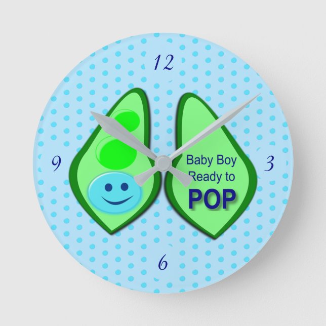 Redo till Pop Pojke Blue Pea Rund Klocka (Framsida)