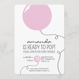 Redo till Pop Rosa Balloon Girl Baby Shower Inbjud Inbjudningar