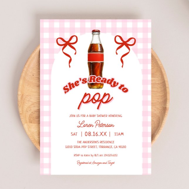 Redo till Pop Rosa Girl Soda Baby Shower Inbjudningar (Skapare uppladdad)