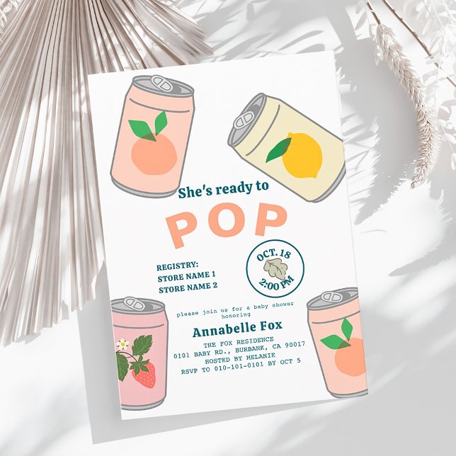 Redo till Pop Soda Pop Cans Rosa Girl Baby Shower Inbjudningar (Skapare uppladdad)