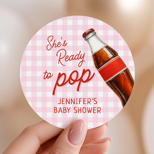 Redo till pop Soda Pop Cola Girl Baby Shower Runt Klistermärke