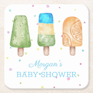 Redo till Pop Summer Baby Shower Underlägg Papper Kvadrat