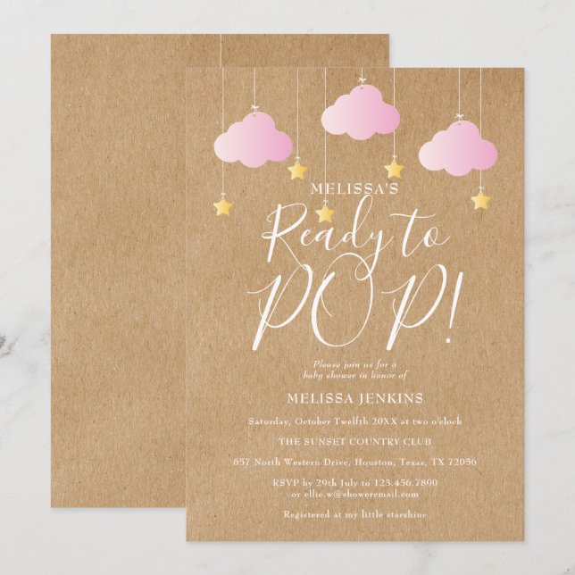 Redo till pop Twinkle Twinkle Baby Shower Rustic Inbjudningar (Fram/baksida)